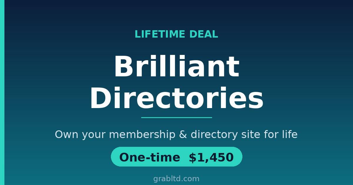 Lifetime deal banner for Grab Ltd offering brilliant directories and membership site access.