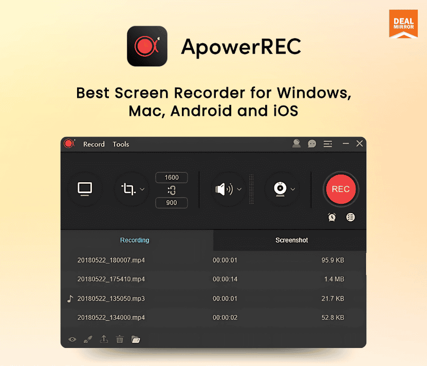Powerful screen recorder for Windows, Mac, Android, iOS devices.