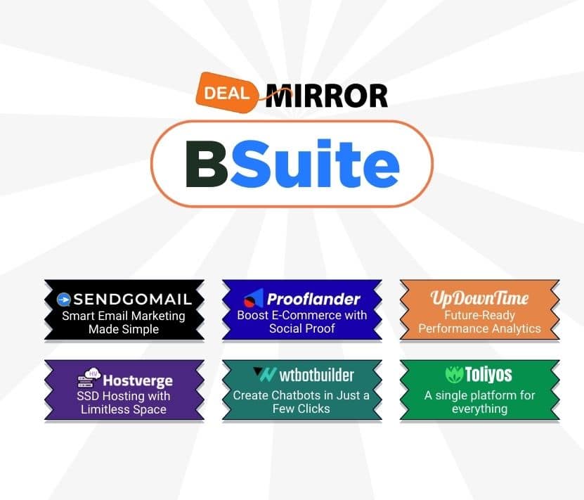 B Suite platform showcasing various digital marketing tools and integrations.