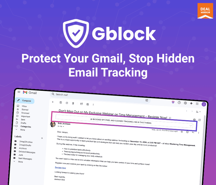 Protect Gmail from hidden email tracking and ensure email privacy.