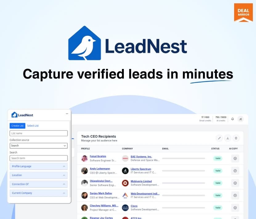 LeadNest — DealMirror lifetime deal