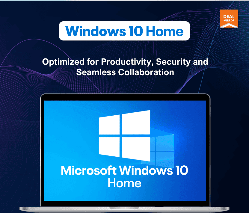 Windows 10 Home operating system on a laptop for productivity and security.