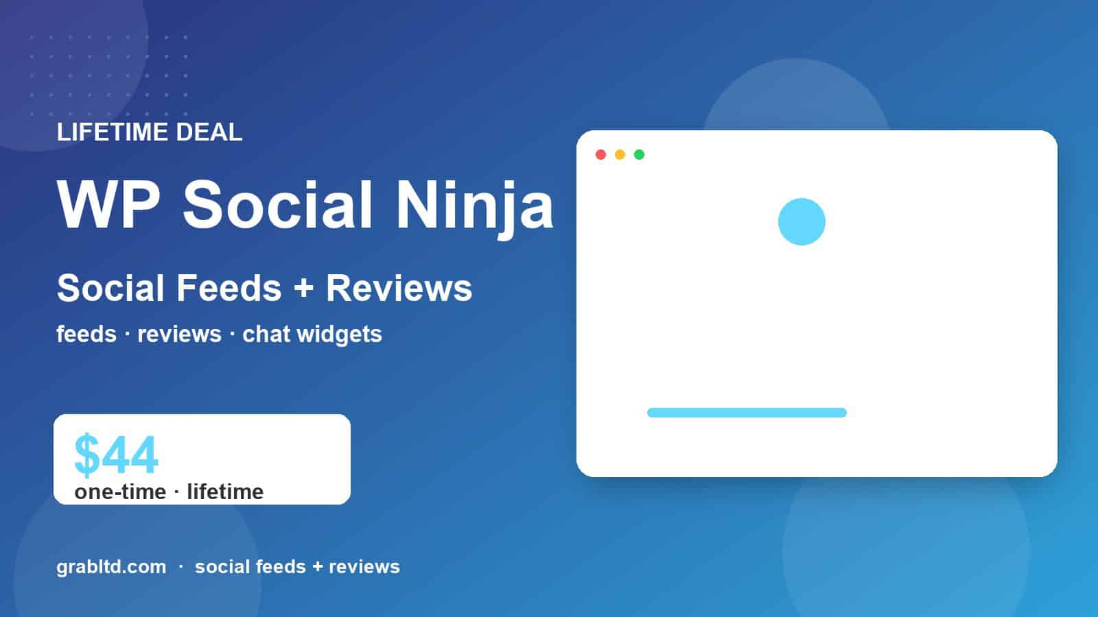 WP Social Ninja lifetime deal cover image on GrabLTD